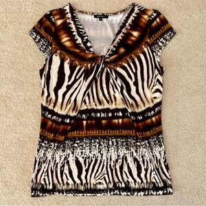 LAFAYETTE 148 NY Animal Print Top, Medium